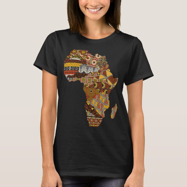 Camiseta África Mapeia Kente Cloth Black History Mês Depois (Frente)