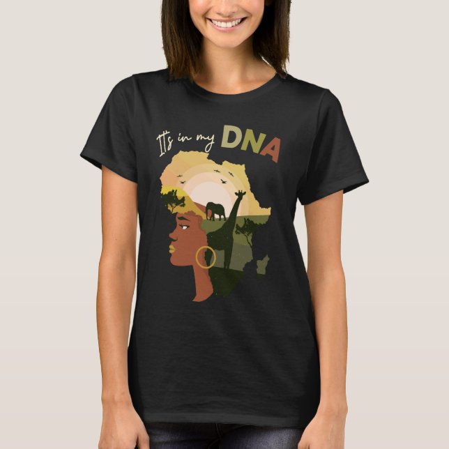 Camiseta África no meu DNA História Negra Cuta Mês Africano (Frente)