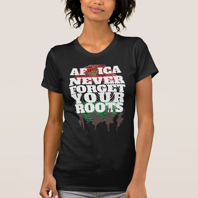 Camiseta África Nunca Esquece Suas Raízes|Mês de História N (Frente)