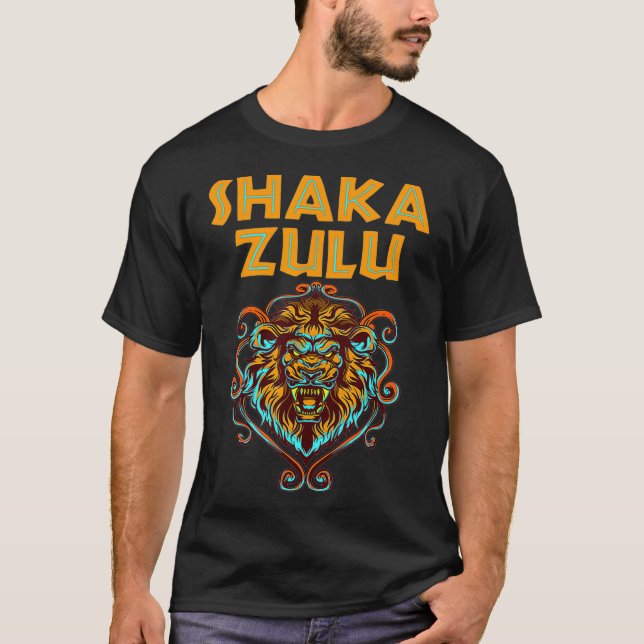 Camiseta África Orgulho Zulu Guerreiro Shaka Lion Tribe Afr (Frente)