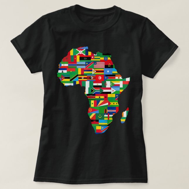 Camiseta África Orgulhosa Bandeiras de Países Africanos Con (Frente do Design)