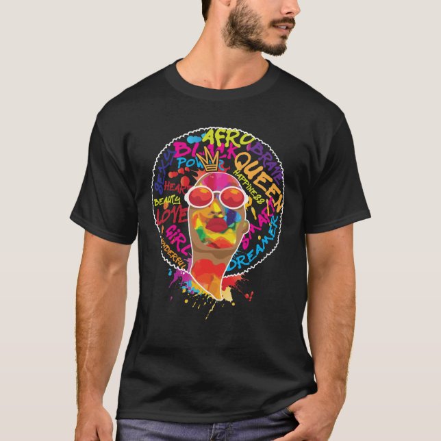 Camiseta África Orgulhosa Rainha Afro-Americana de Melanina (Frente)