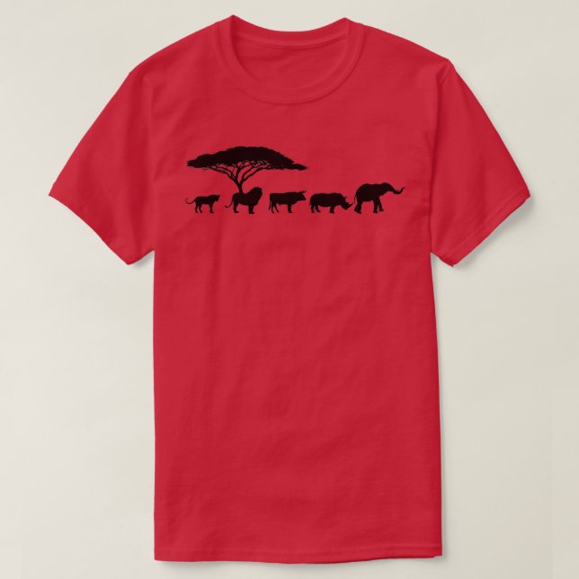 Camiseta África Os Cinco Grandes Animais Design Crianças To (Frente do Design)