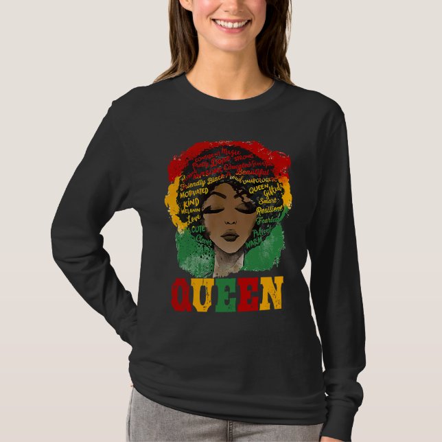 Camiseta African Afro Queen Strong Black Women Black Histor (Frente)