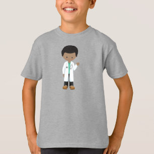 Camiseta African American Boy, Doctor, Lab Casaco, Medicina