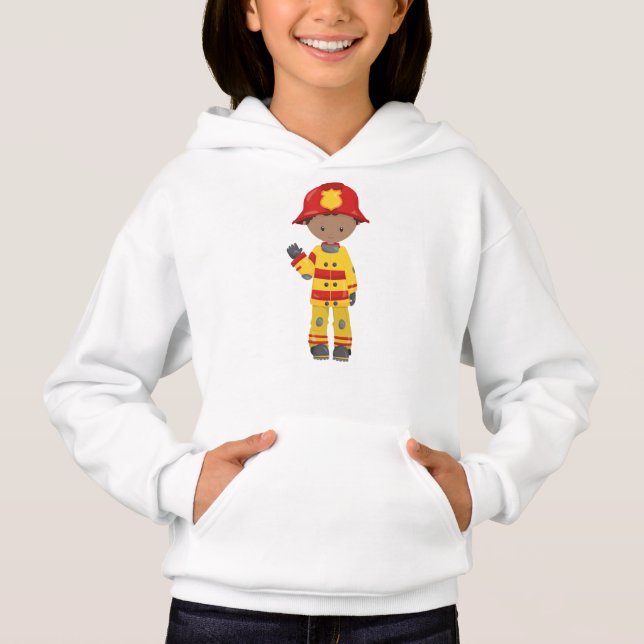 Camiseta African American Boy, Fireman, Firefighter, Helmet (Frente)