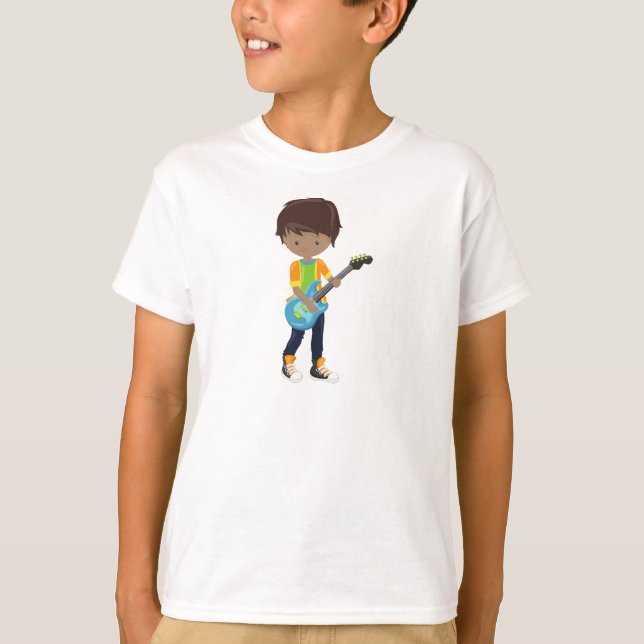 Camiseta African American Boy, Rock Boy, Guitar Player (Frente)