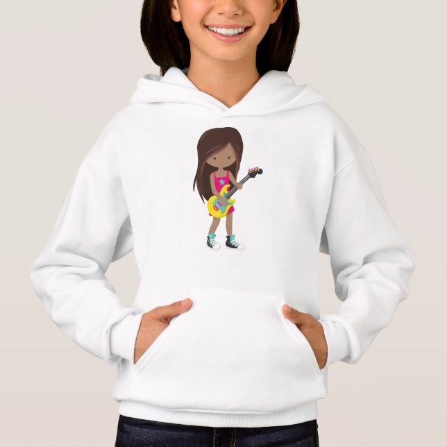 Camiseta African American Girl, Rock Girl, Guitar Player (Frente)