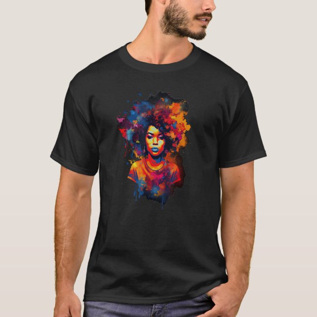 Camiseta African American  Natural Black Hair Beauty Art (Frente)