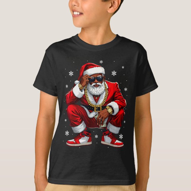 Camiseta African American Santa Christmas Black Xmas Women  (Frente)