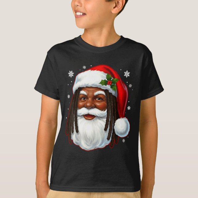 Camiseta African American Santa Christmas Cool Black X-mas  (Frente)