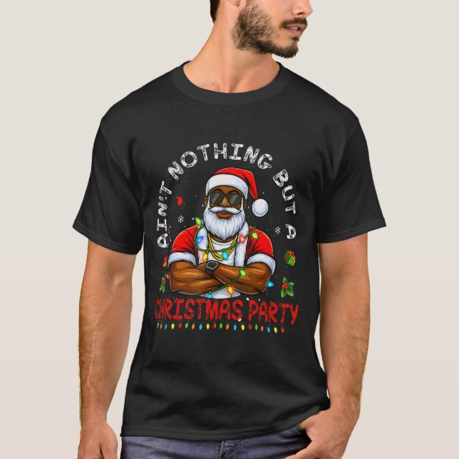 Camiseta African American Santa Claus Christmas Pajama Menw (Frente)