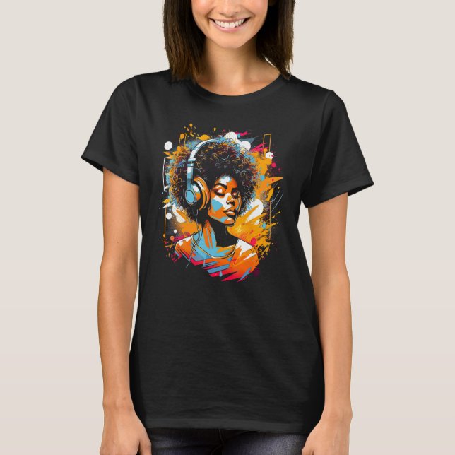 Camiseta African American Woman Black Girl Music Graffiti G (Frente)