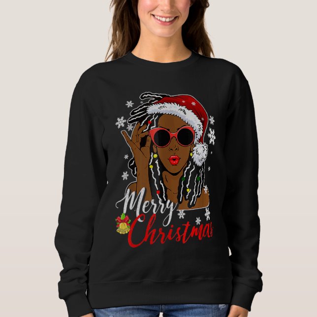 Camiseta African Black Girl Christmas Santa Claus Merry Chr (Frente)