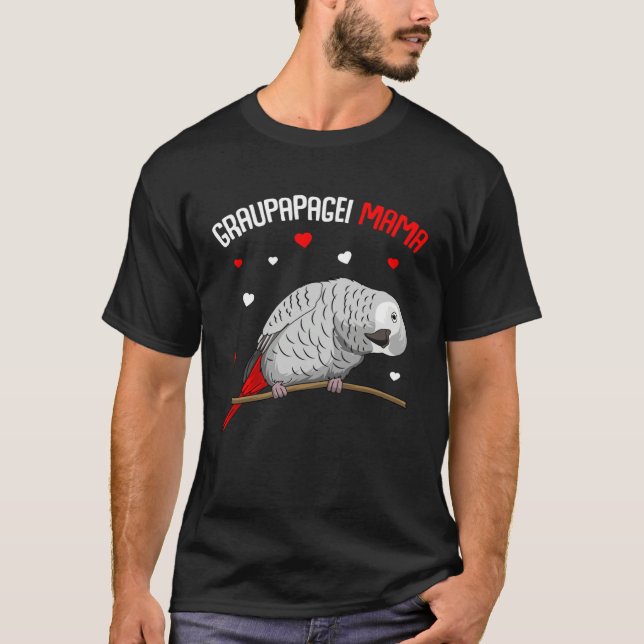 Camiseta African Grey Mum Love Parrot Heart Bird (Frente)