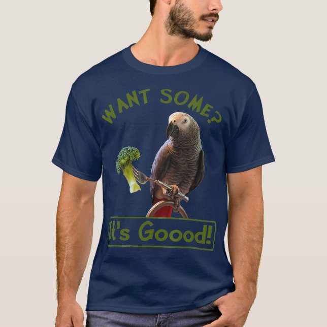 Camiseta African Grey Parrot Broccoli  for Men Women Kids (Frente)