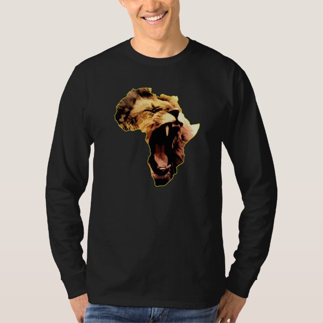Camiseta African Lion Roaring Safari Culture Africa Map   (Frente)