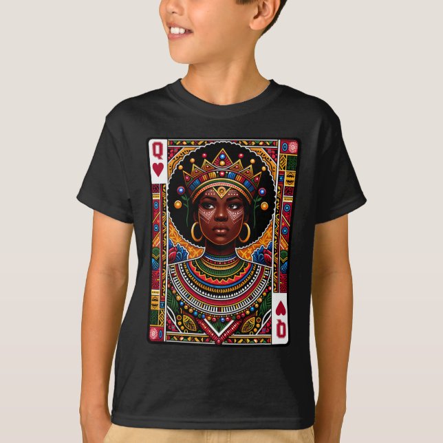 Camiseta African Queen Card Melanin Black Pride Blm Junetee (Frente)