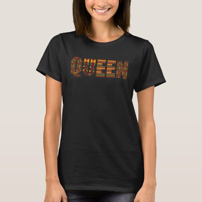 Camiseta African Queen Cool Kente Cloth  Strong Black Girl  (Frente)