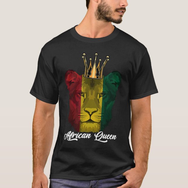 Camiseta African Queen Lion Black History Month BLM Pride B (Frente)