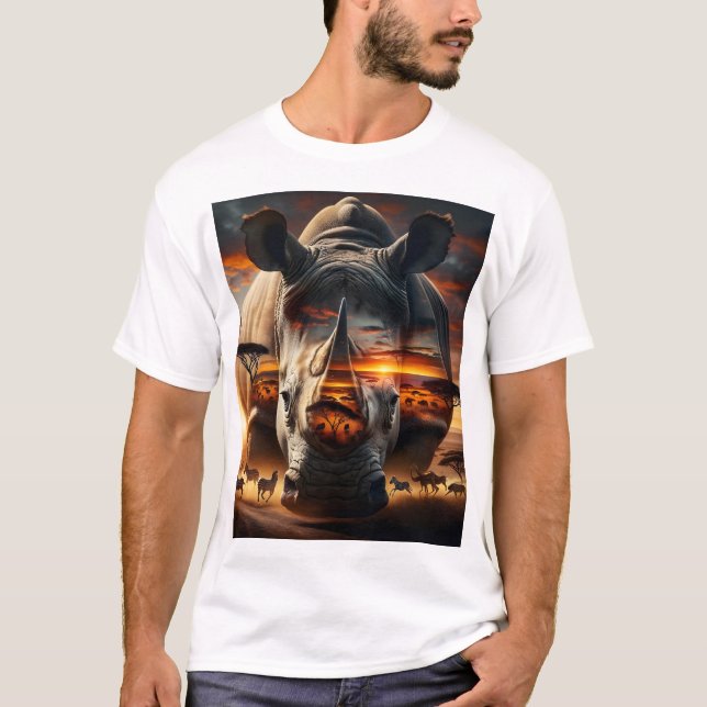 Camiseta African Rhino & Giraffe back Bushveld Sunset (Frente)