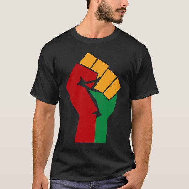 Camiseta African Rising Hand Fist Black History Month BLM A (Frente)