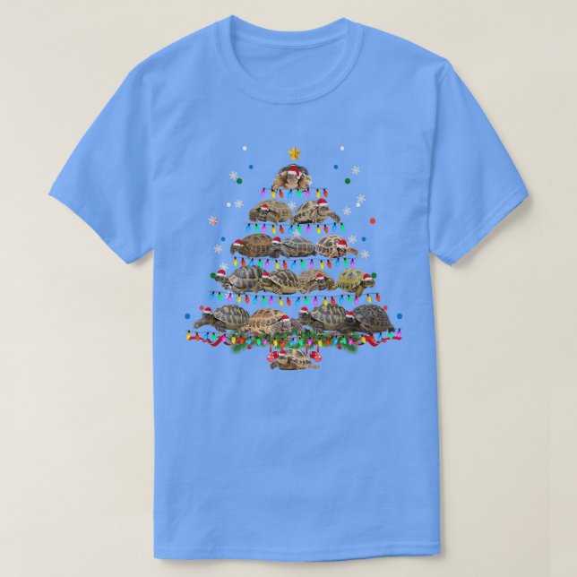 Camiseta African Sulcata Tortoise Christmas Tree Funny Mars (Frente do Design)