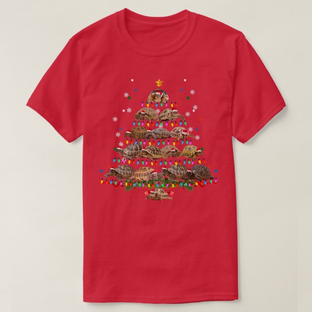 Camiseta African Sulcata Tortoise Christmas Tree Funny Mars (Frente do Design)