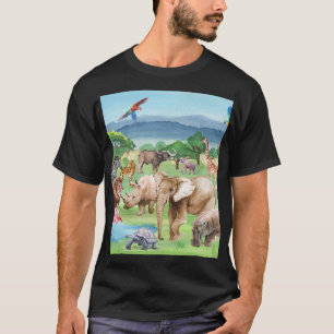 Camiseta African Wildlife: Savannah Watercolor Wallpaper.
