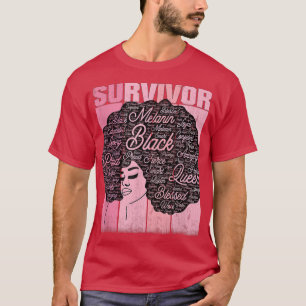 Camiseta Africano Americano de Câncer da Mama Sobrevivente