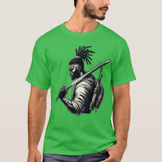 Camiseta afro american samurai anime cartoon japanese bushi
