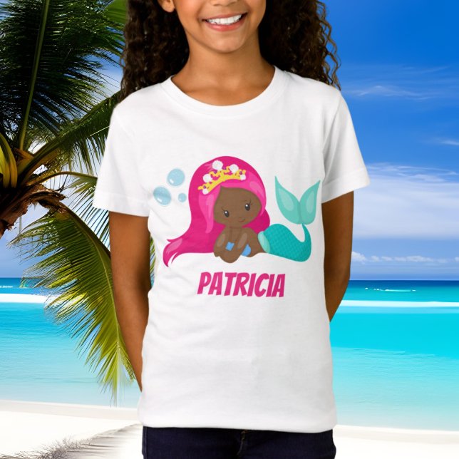 Camiseta afro-americana bonita adiciona nome t-shi (Criador carregado)