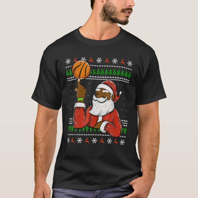 Camiseta Afro-Americano Papai Noel Basquete Ugly Chris (Frente)