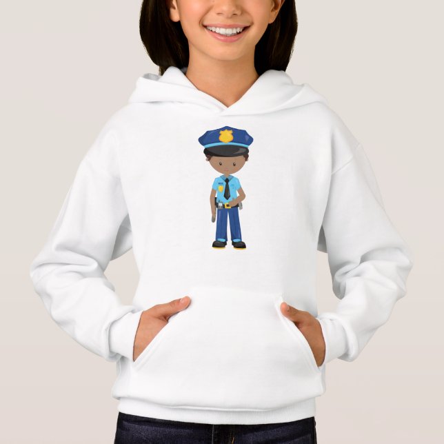 Camiseta Afro-americano, policial, policial (Frente)