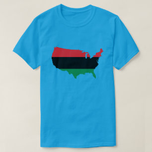 Camiseta Afro-americanos - Cores Vermelhas, Pretas e Verde