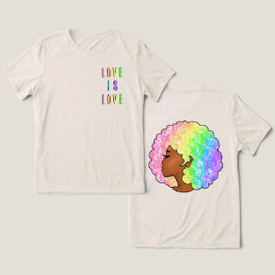 Camiseta afro arco-íris amor LGBTQ é amor orgulho garota ne
