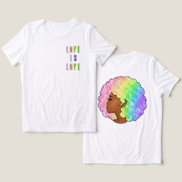 Camiseta afro arco-íris amor LGBTQ é amor orgulho garota ne