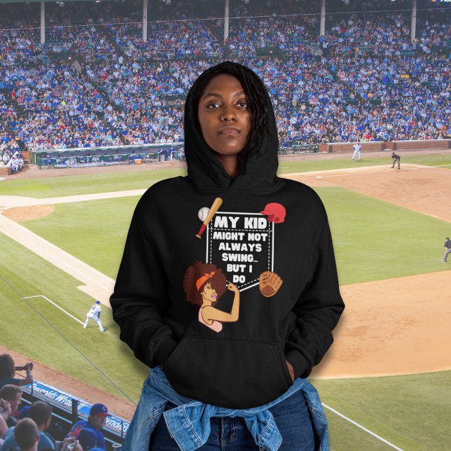 Camiseta Afro Baseball Mãe, meu filho pode nem sempre tocar (Funny passive aggressive protective baseball mom hoodie)