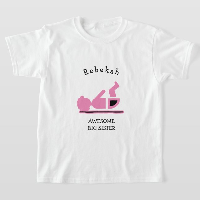 Camiseta Afro, Bebê Rosa Personalizado, IRMÃ GRANDE (Postura )