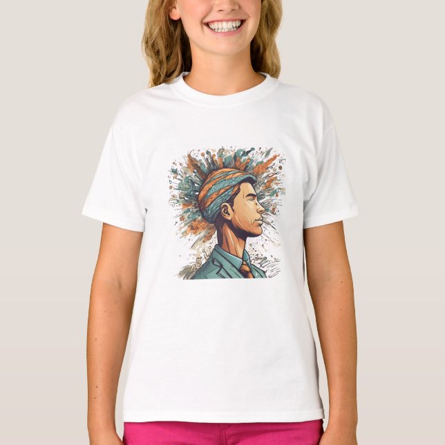 Camiseta Afro Boho Queen - Colorida Artística (Frente)