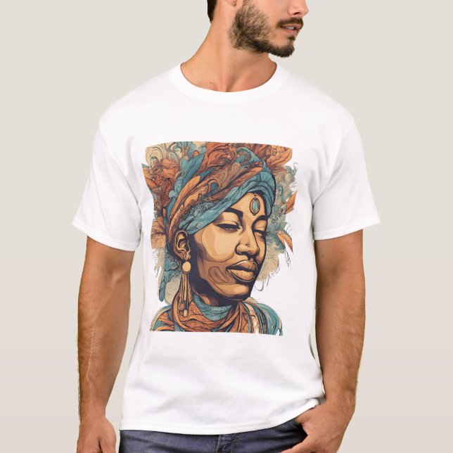 Camiseta Afro Boho Queen - Colorida Artística (Frente)