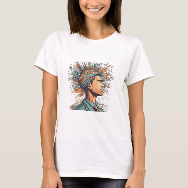 Camiseta Afro Boho Queen - Colorida Artística (Frente)