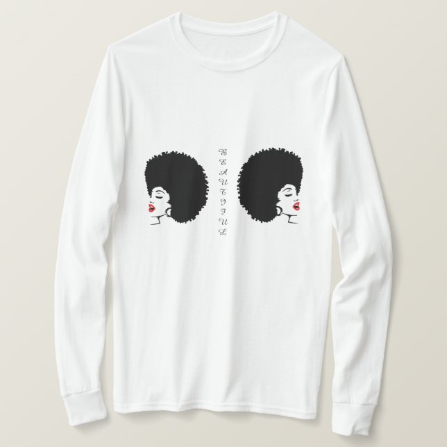 Camiseta Afro com Lábios Vermelhos Bonitos (Frente do Design)