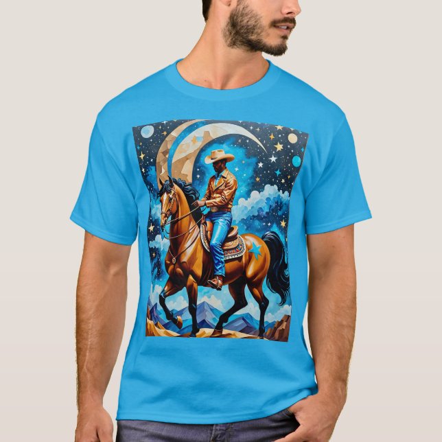 Camiseta Afro Cosmic Cowboy Sob Estrelas Tee (Frente)