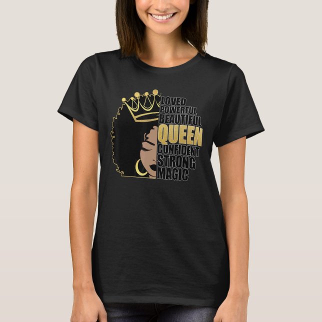Camiseta Afro Diva Queen Amava Forte Rainha Negra Poderosa (Frente)