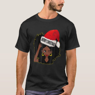 Camiseta Afro Diva Winking Eye Feliz Natal Melanin Quee