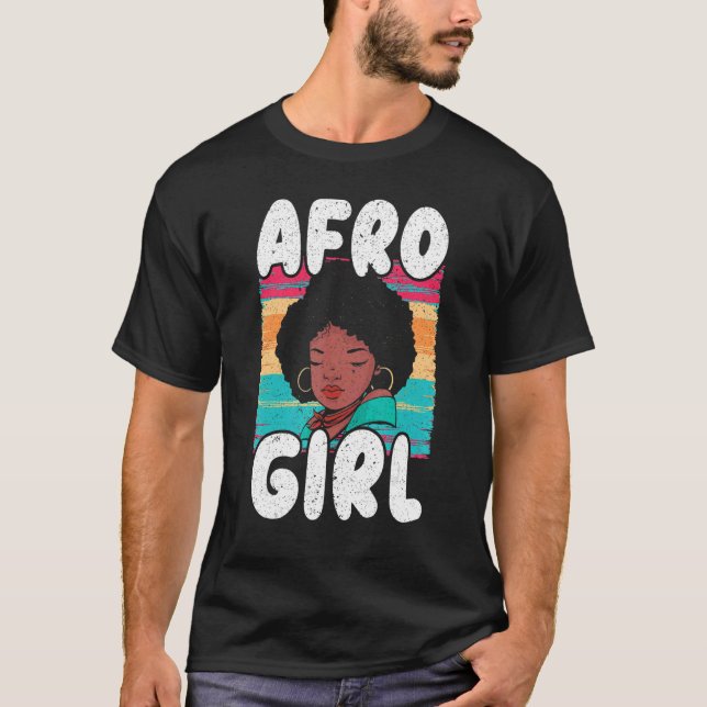 Camiseta Afro Girl Afrocentric Black Pride Afro Hair (Frente)