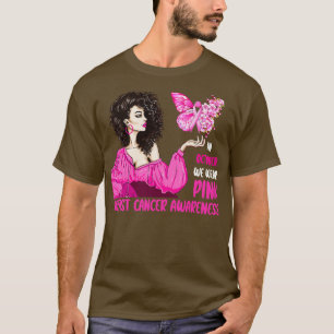 Camiseta Afro Girl Em Outubro Vestimos Fluxo De Fita Rosa