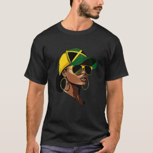 Camiseta Afro Girl Patriotic Jamaica Flag Jamaica Independe