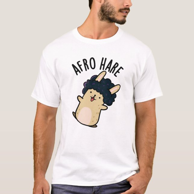 Camiseta Afro Hare Engraçado Coelho com Afro Pun (Frente)